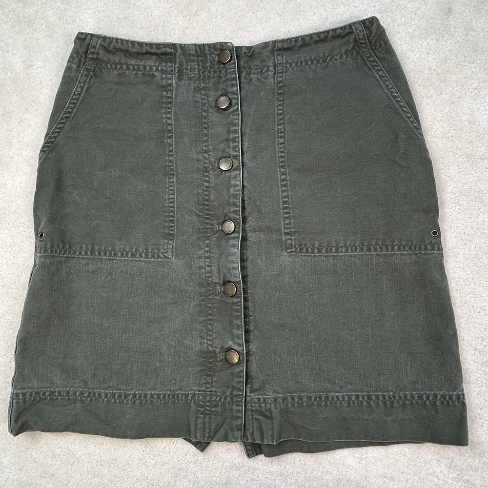 Lauren Ralph Lauren Women's 4P Vintage Button Front Mini Skirt Army Green